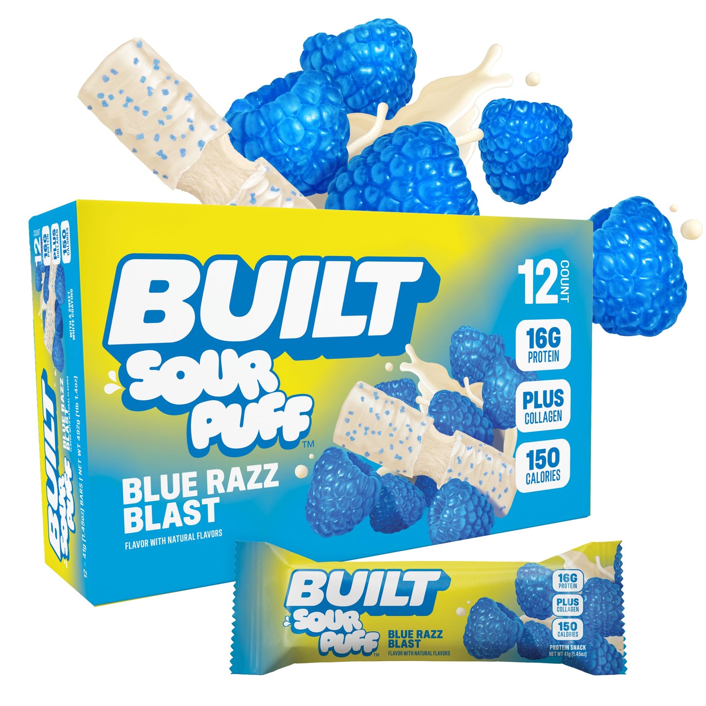tangy center protein puff candy with crunchy sugar coating