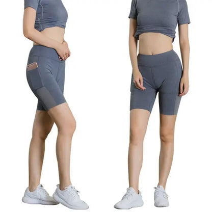 stretch yoga shorts with phone pocket for workouts
