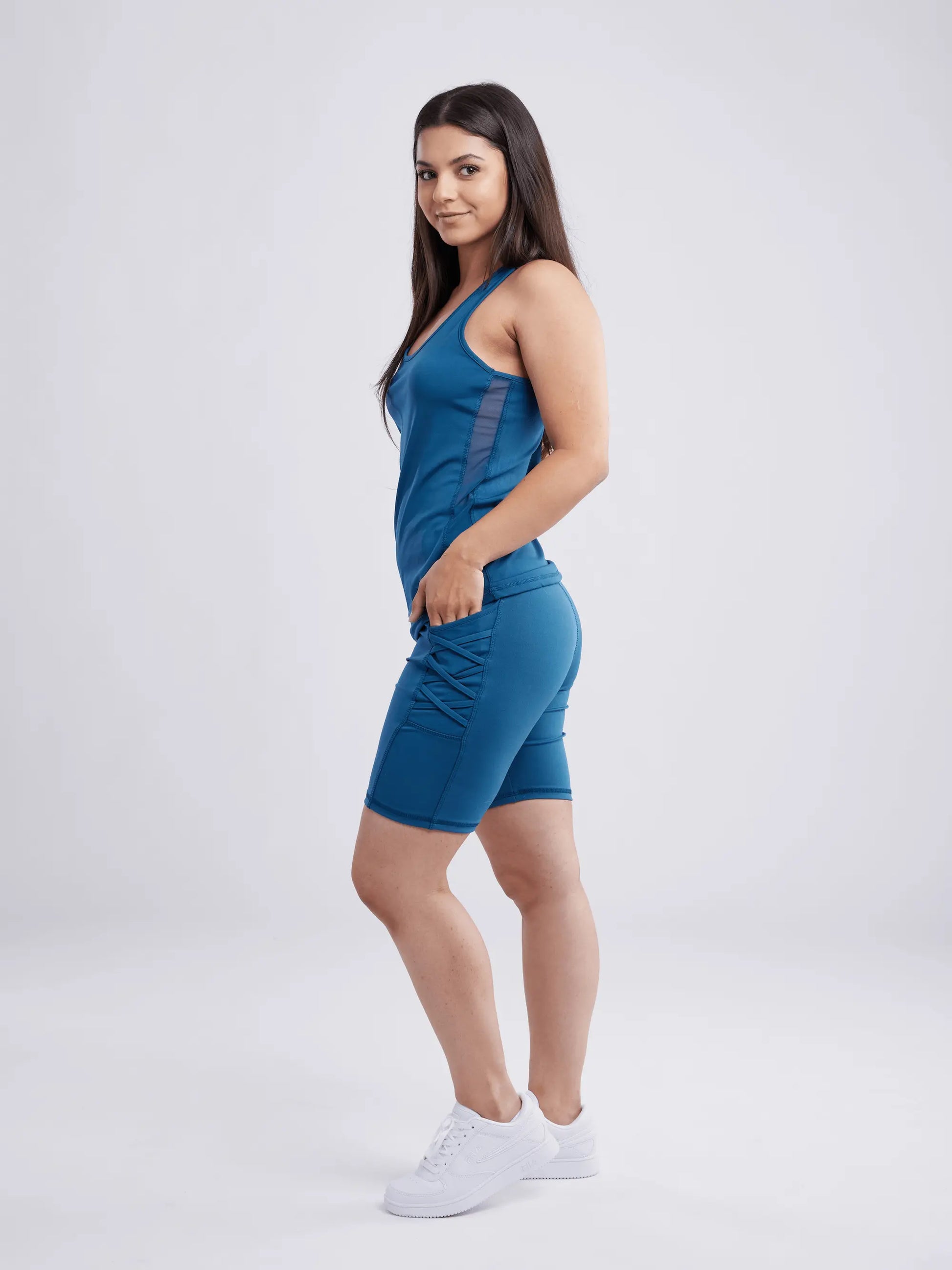 yoga shorts with side pockets for gym and running