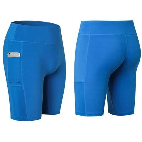 women workout shorts with elastic waistband and pocket
