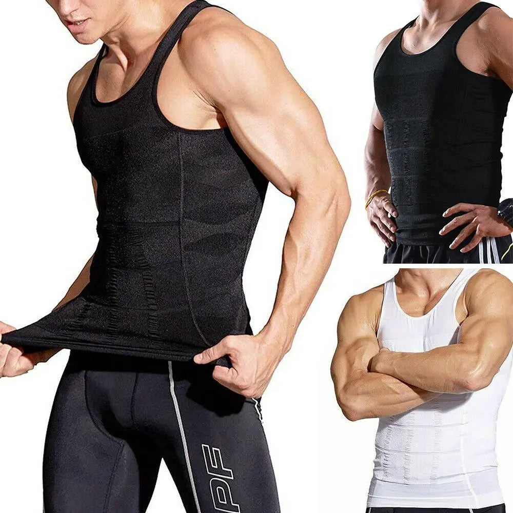 Men's Slimming Vest Body Shaper Corrective Posture Belly Compression Pink Iolaus
