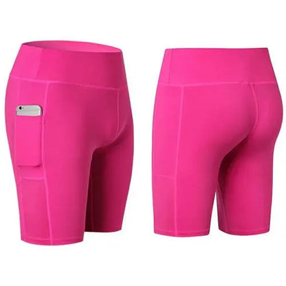 stretch yoga shorts with phone pocket for workouts
