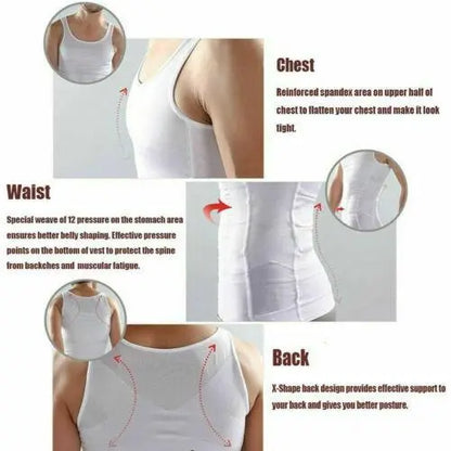 Men's Slimming Vest Body Shaper Corrective Posture Belly Compression Pink Iolaus
