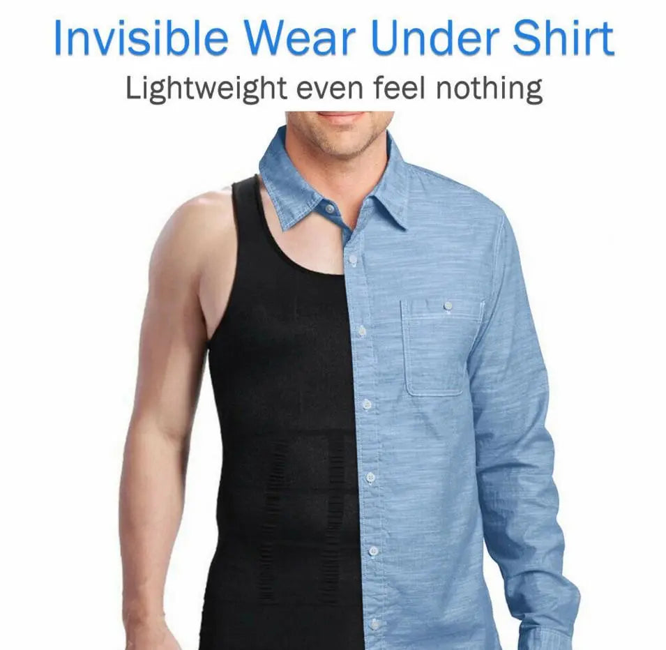 Men's Slimming Vest Body Shaper Corrective Posture Belly Compression Pink Iolaus