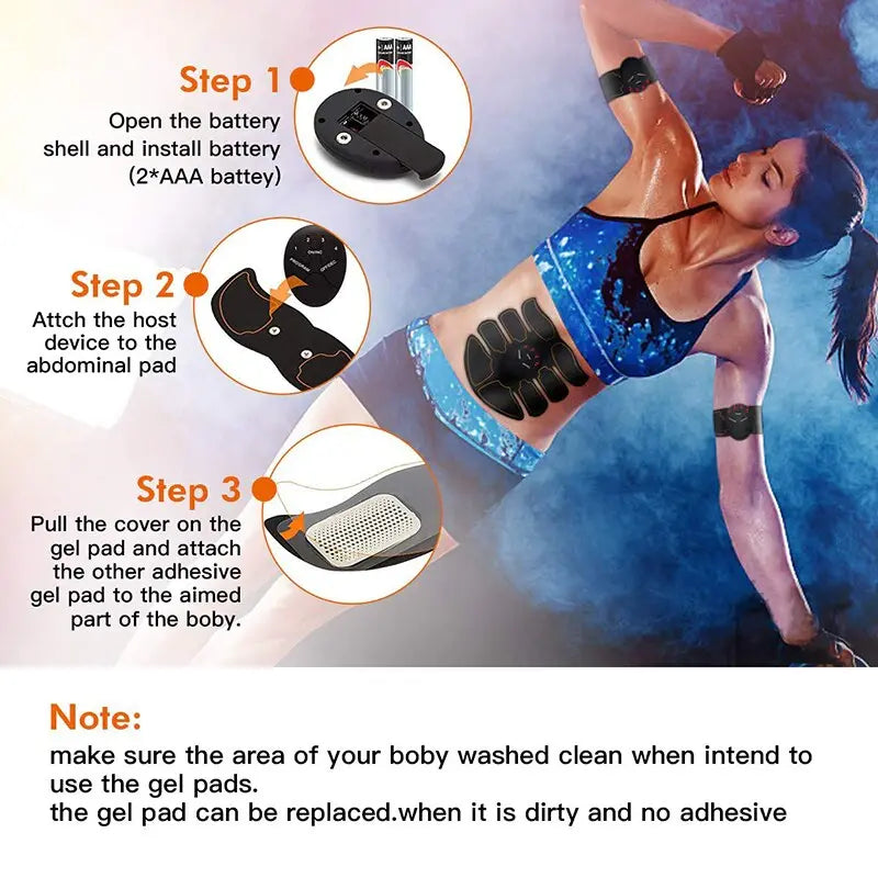 EMS Abdominal Muscle Toning Trainer ABS Stimulator Puce Gaia