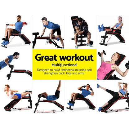 multi position fitness bench with resistance bands included
