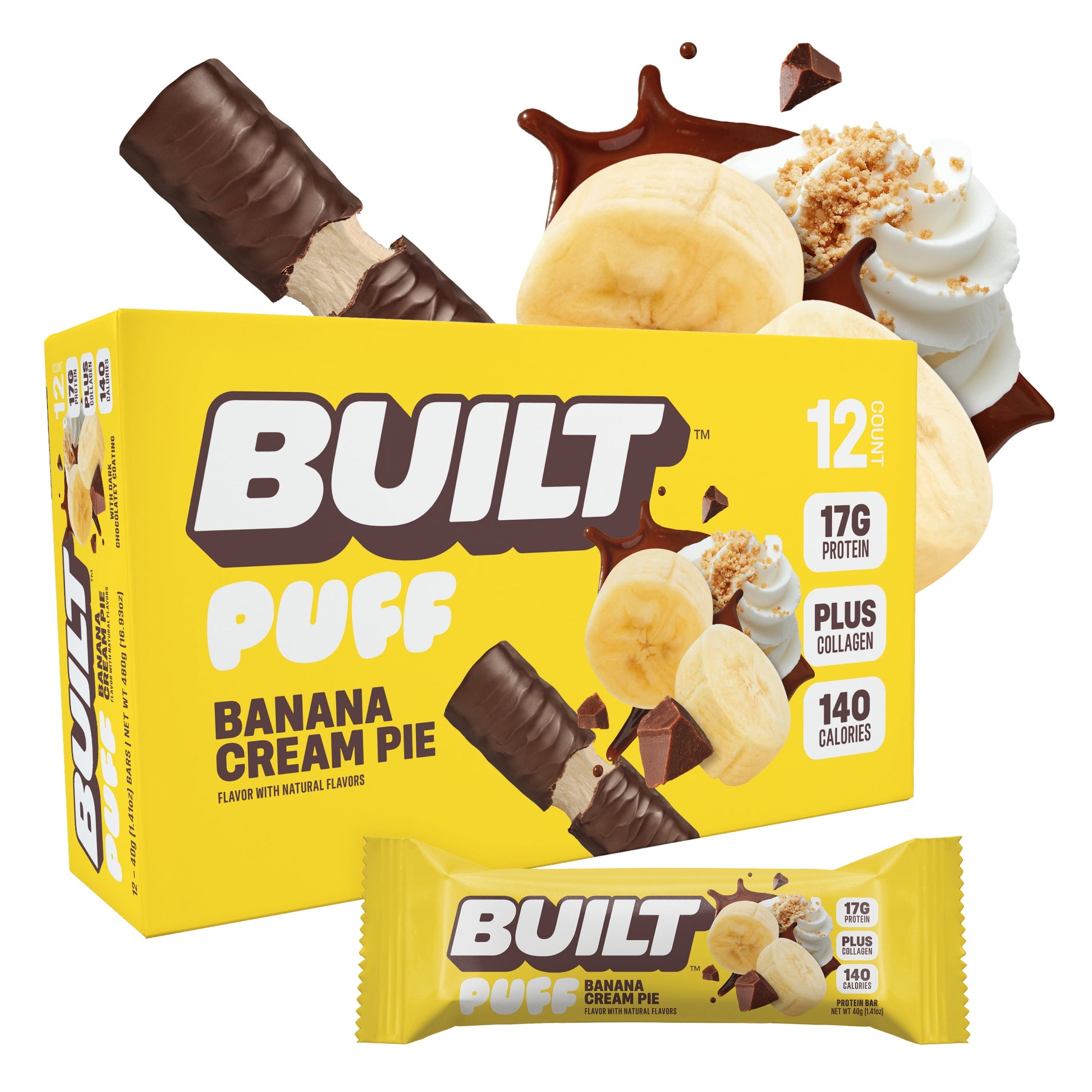 light marshmallow protein bar with banana flavor filling
