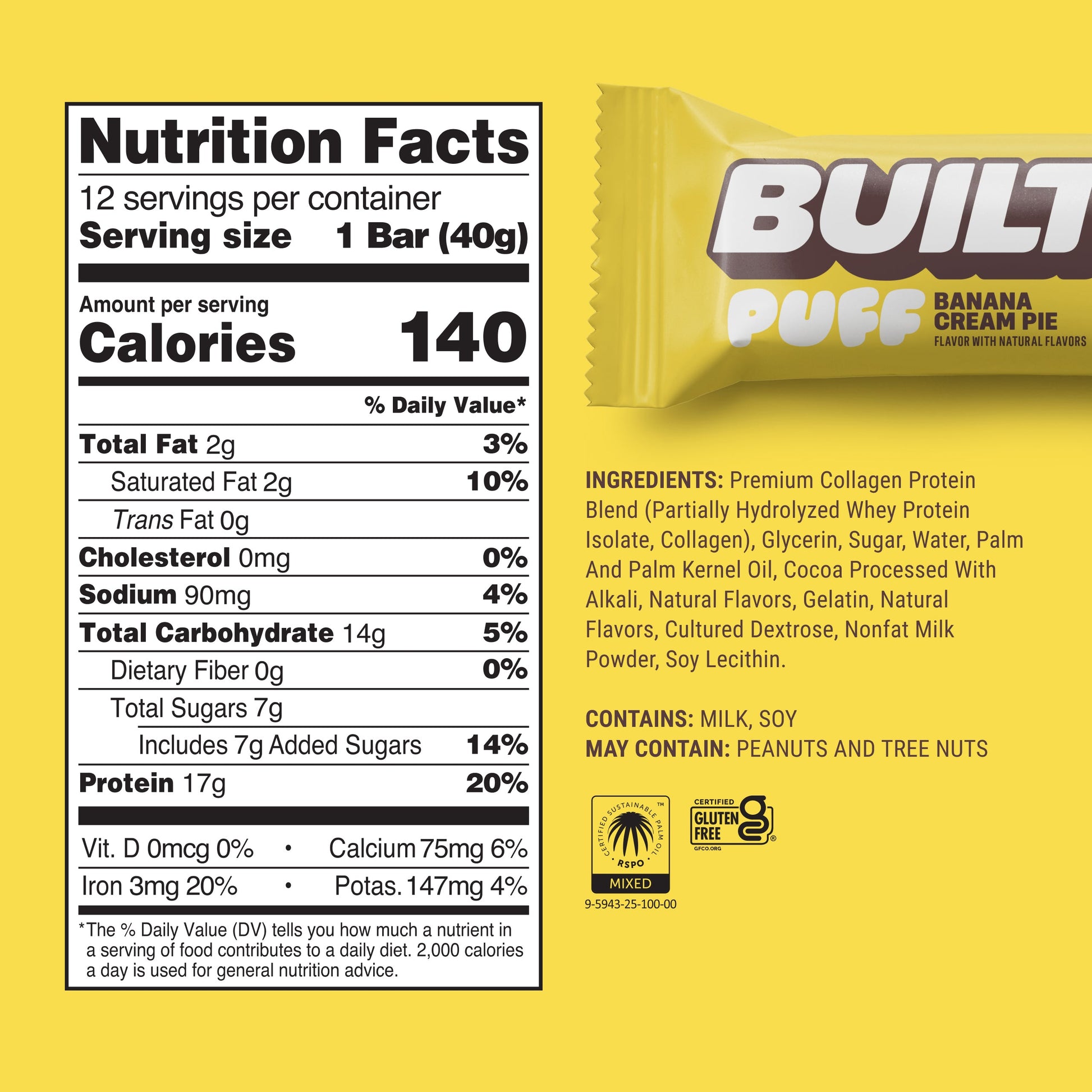 high protein sweet snack bar with creamy banana taste
