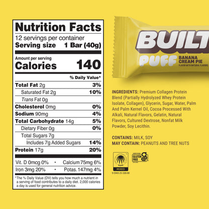 high protein sweet snack bar with creamy banana taste
