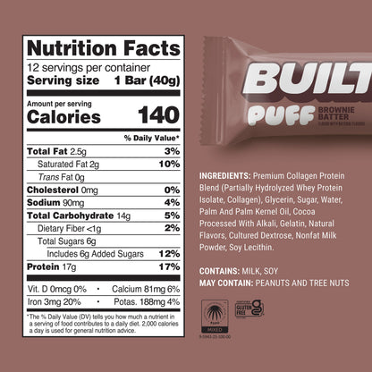 built puff brownie batter flavored protein snack treat