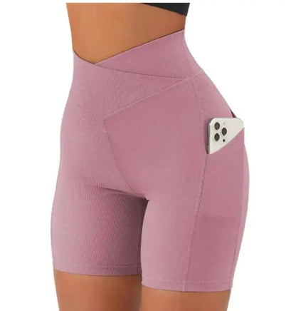 high waist fitness shorts with breathable stretch fabric
