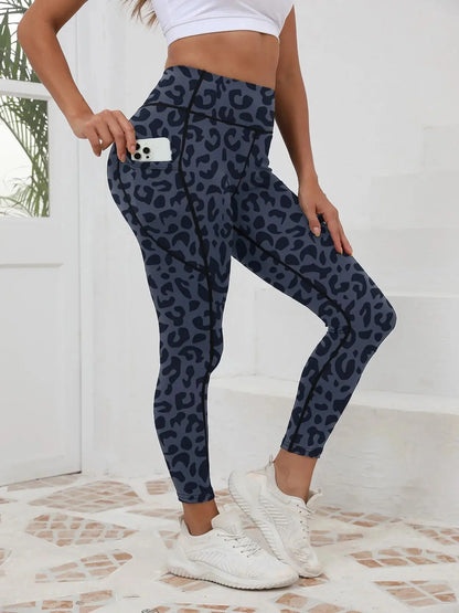 Printed High-Waist Pocket Fitness Pants Women FitiqueFit