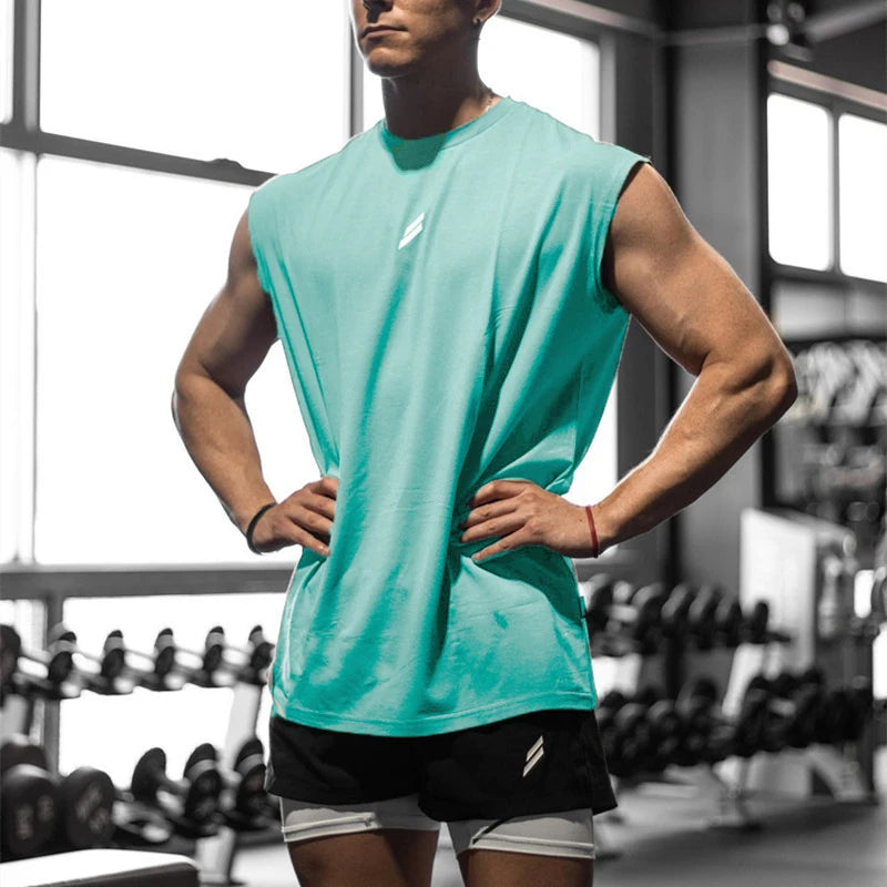 Fitness Sports Tank Top Men Breathable Loose Mesh Training