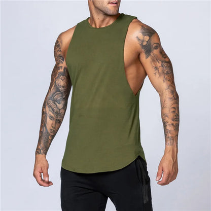 Summer Fitness Cotton Tank Top Men Jogging