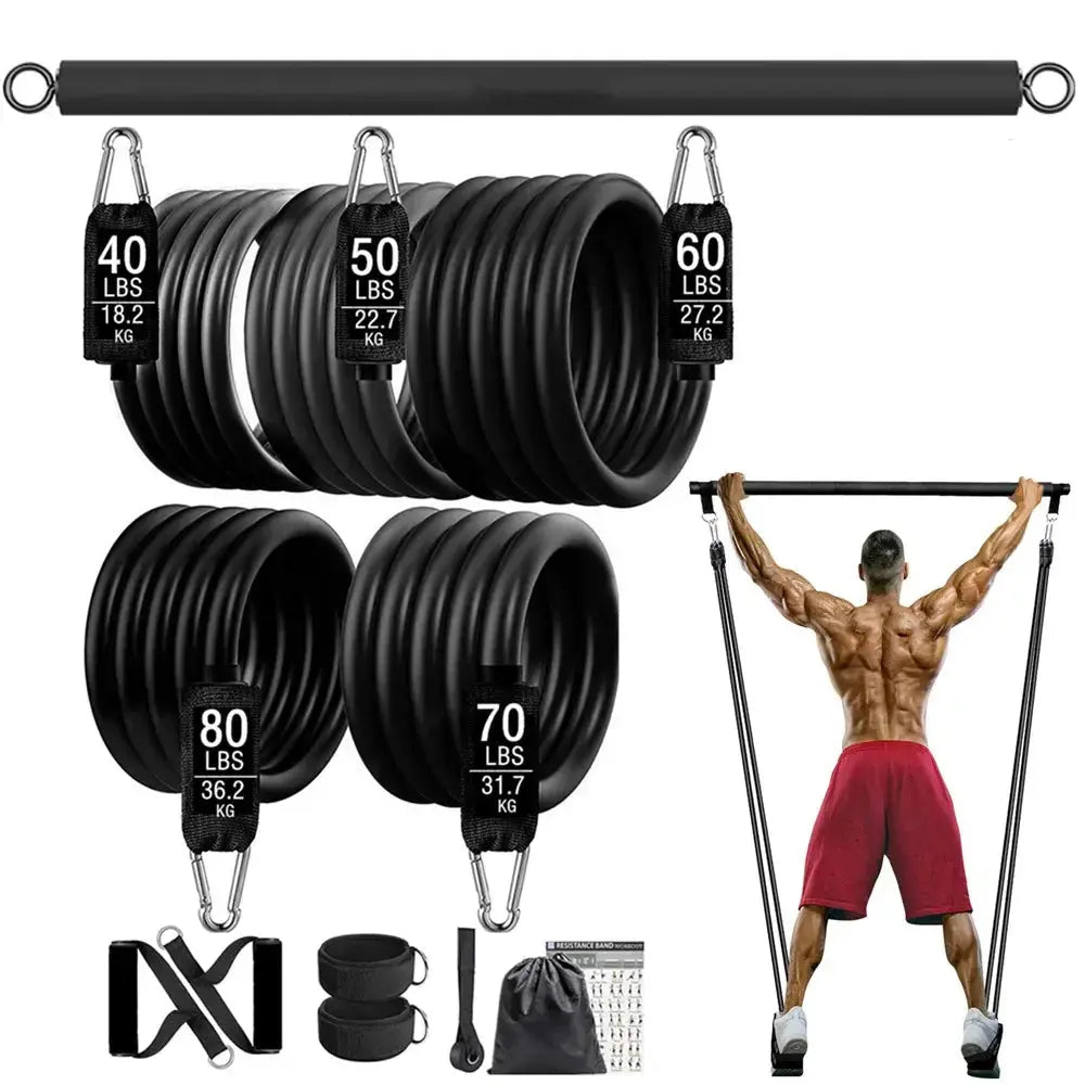 300lb Resistance Bands with Dumbbell Harness 24 Hour Sport