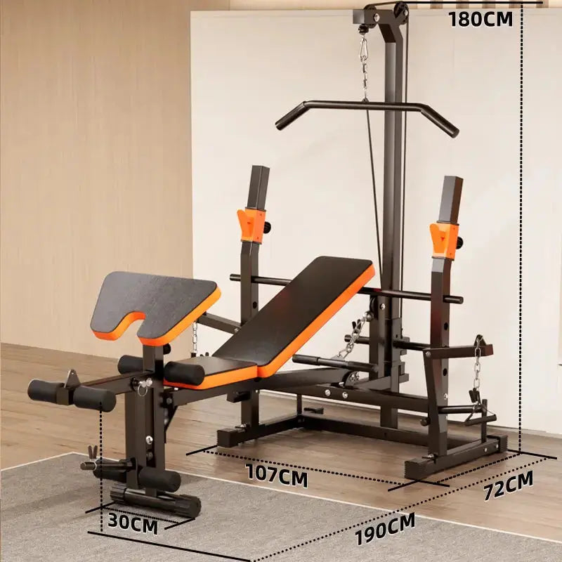 compact home gym bench with steel frame and padding
