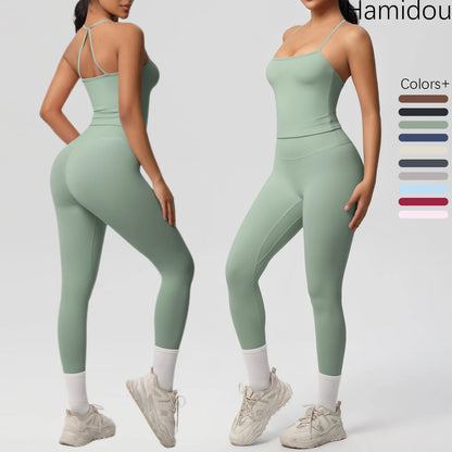 Halter Yoga Top Set Fitness Gym Suit Training Sleeveless Sport Gym