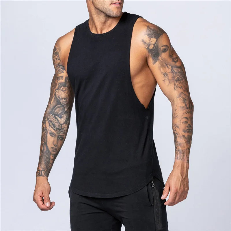Summer Fitness Cotton Tank Top Men Jogging