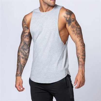 Summer Fitness Cotton Tank Top Men Jogging