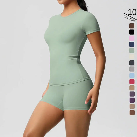 2PC Quick-Dry Gym Leggings & Top Set THRIXINE