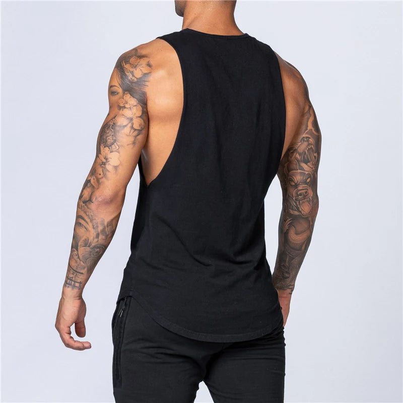 Summer Fitness Cotton Tank Top Men Jogging