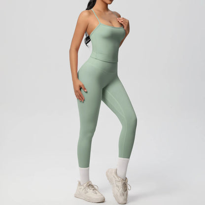 Halter Yoga Top Set Fitness Gym Suit Training Sleeveless Sport Gym