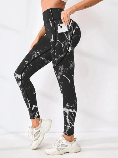 Printed High-Waist Pocket Fitness Pants Women FitiqueFit
