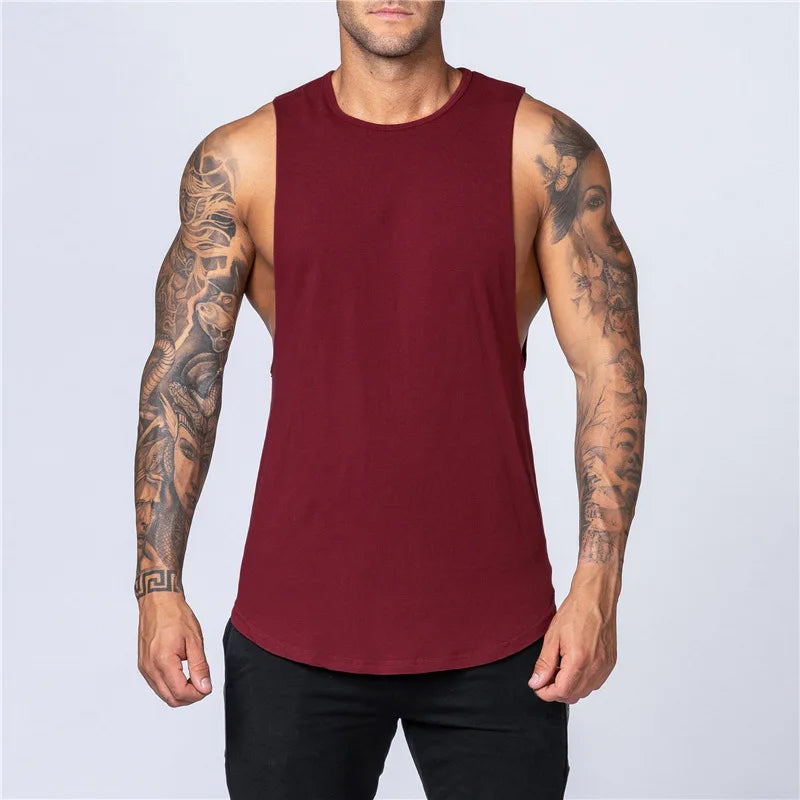 Summer Fitness Cotton Tank Top Men Jogging