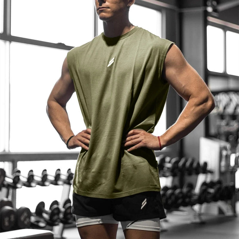 Fitness Sports Tank Top Men Breathable Loose Mesh Training