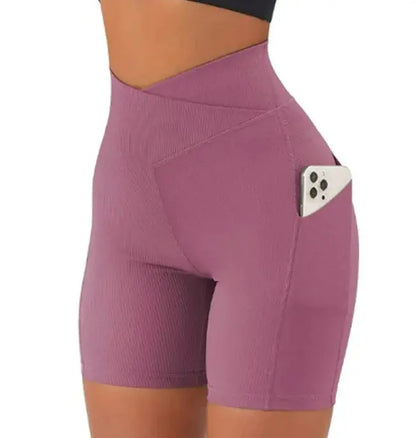 high waist fitness shorts with breathable stretch fabric
