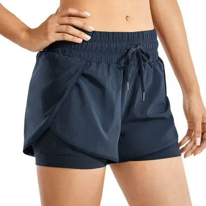 women 2 in 1 running shorts with built in liner