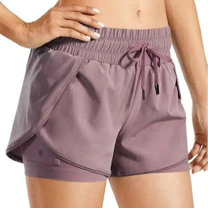 women 2 in 1 running shorts with built in liner