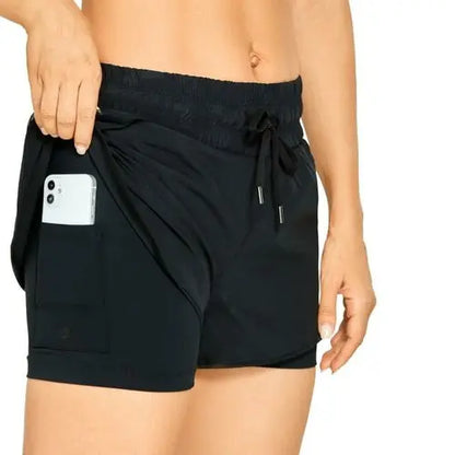 women fitness shorts with inner support liner