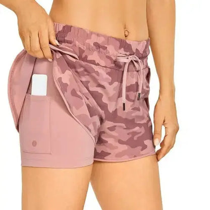 women fitness shorts with inner support liner
