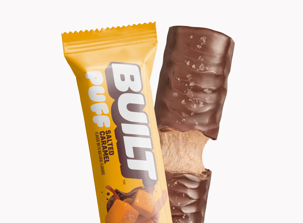 salted caramel puff protein bars 12 pack snack box
