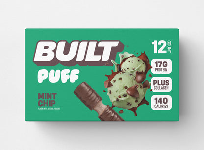 high protein chocolate mint flavored puff dessert bar
